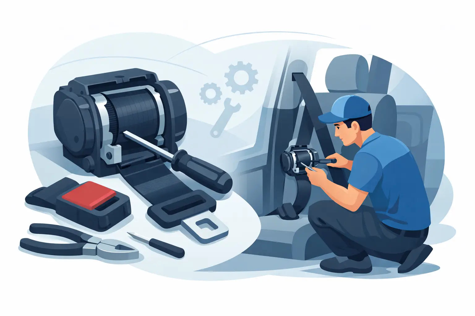 Reparación de cinturón de seguridad retráctil