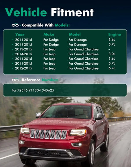 SCITOO Amortiguadores delanteros y traseros (4 piezas) para Jeep, amortiguadores para Dodge 2011-2015 para Dodge para Durango, 2011-2015 para Jeep Grand para Cherokee con amortiguadores automáticos 72546 911304 345625